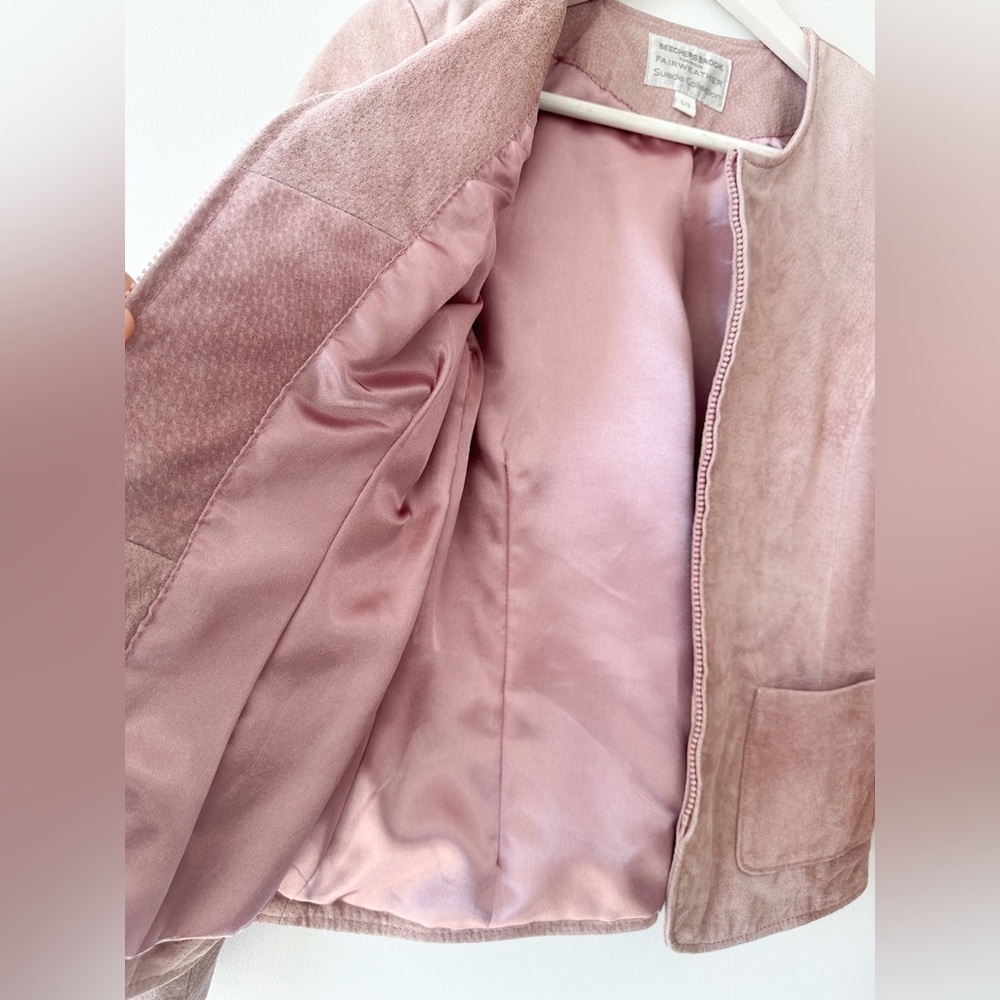 Suede Jacket “Beechers Brook-Fairweather”-Blush Pink Genuine Leather- Size:Small - Picture 3 of 11